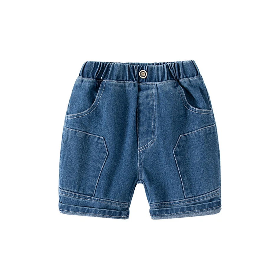 Boys Summer Jean Shorts Solid Color Fashion Trendy Cropped Pants Kids Denim Shorts Elastic Waist Casual children's Short Pants - Image 3