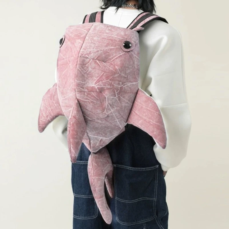 Y2K Funny Whale Shark Shape Backpack Durable Large Capacity Travel Bag Women Men Cute Outdoor Cartoon Knapsack Student Schoolbag - Image 6