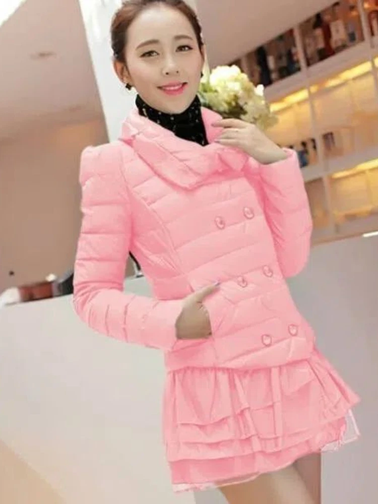 2023 Women's Winter Warm Stand Collar Parkas Female Slim Splicing Wooden Ear Edges Fashion Cotton Padded Jacket Coat - Image 6