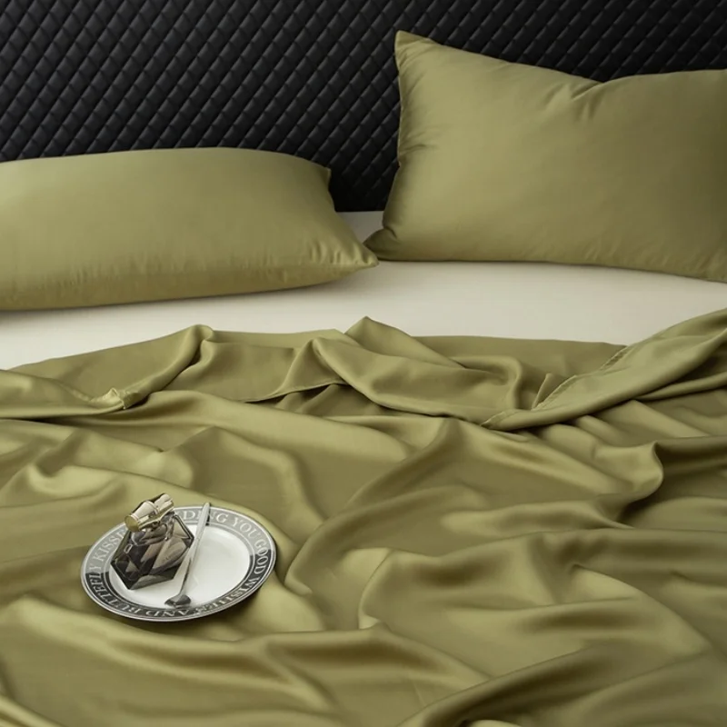 US Full Size Top Sheet Eucalyptus Fiber Flat Sheet Olive Green Summer Cool Feeling Mattress Cover Bed Sheet Linens 205*243cm - Image 4