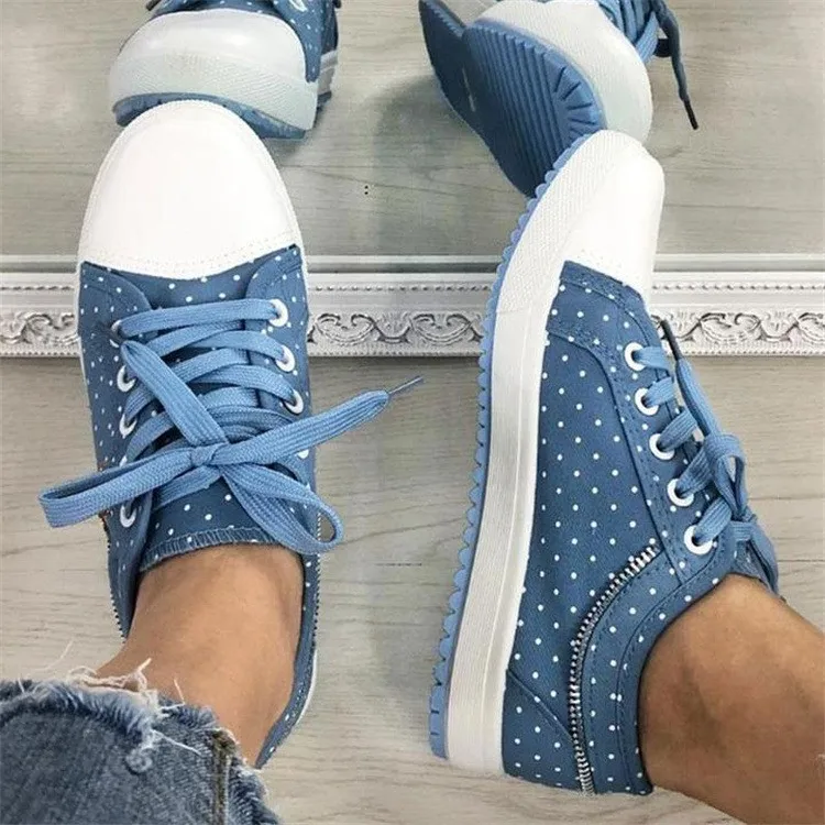 Women's Flat Shoes, Multifunctional Mesh Casual Shoes Round Toe Design Oversized Student Lace Up Hollow Out Casual Canvas Shoes - Image 2