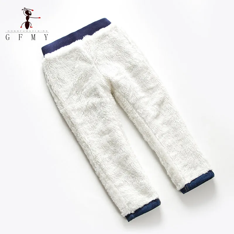 GFMY Brand 2021 Leisure Winter Black Plus Velvet Boys Jeans 3year -10 Years Keep warm Straight type Children's Pants 1905 - Image 2
