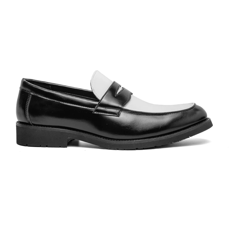 New Men Leather Shoes Casual Color Blocking Business Shoes Classic Men Footwear for Wedding Low Heel Stylish Men's Loafers Shoes - Image 3