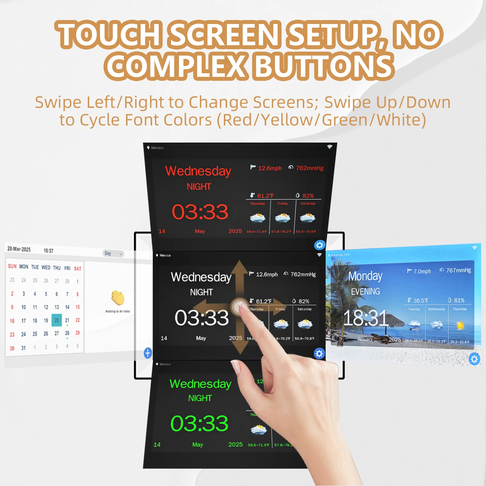 Digital Calendar Alarm Clock: 10.1-inch Calendar Chore Chart Smart Touchscreen Display for Family Schedules Great for Organizing - Image 2
