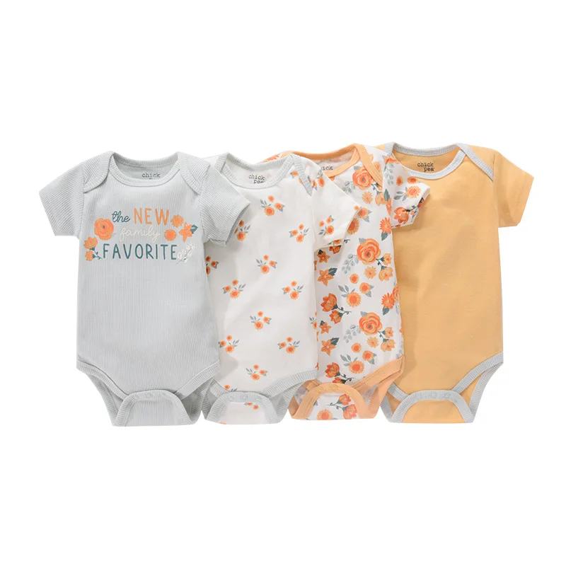 1/4Pcs Newborn Bodysuit Baby Boy Short Sleeve Jumpsuit Cartoon Print Toddler Girl Cotton Clothes 0-12Month Infant Romper Outfits - Image 3