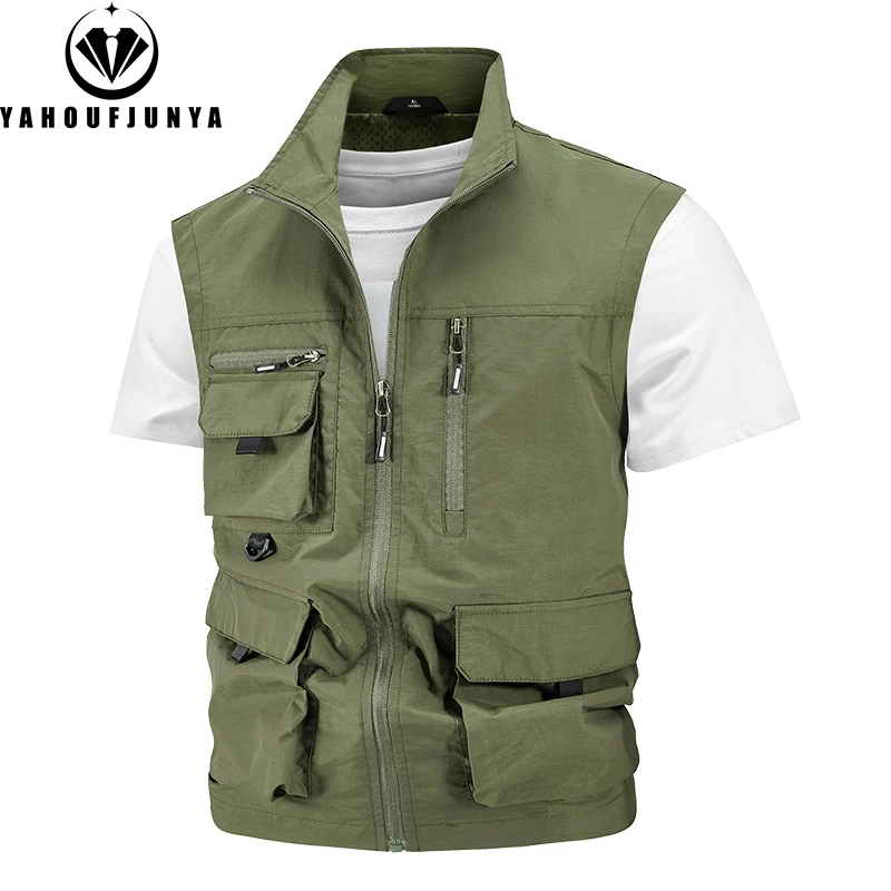 2024 Summer Men Sleeveless Fishing Tool Webbed Breathable Vest Men Many Pocket Outdoors Camping Thin Lightweight Loose Vest Male - Image 4
