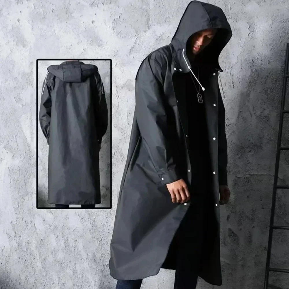 Waterproof Raincoat Man Black Adult Windbreaker Style Raincoat Raincoats for Rain Umbrella Rope Poncho Windproof Hood Biker Coat - Image 2