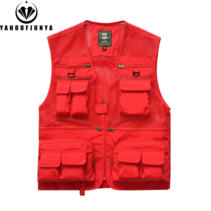 2025 Summer Men Outdoor Tool Camping Fishing Vest Men Sleeveless Many Pocket Casual Breathable Loose Thin Vest Male Waistcoat - Image 5