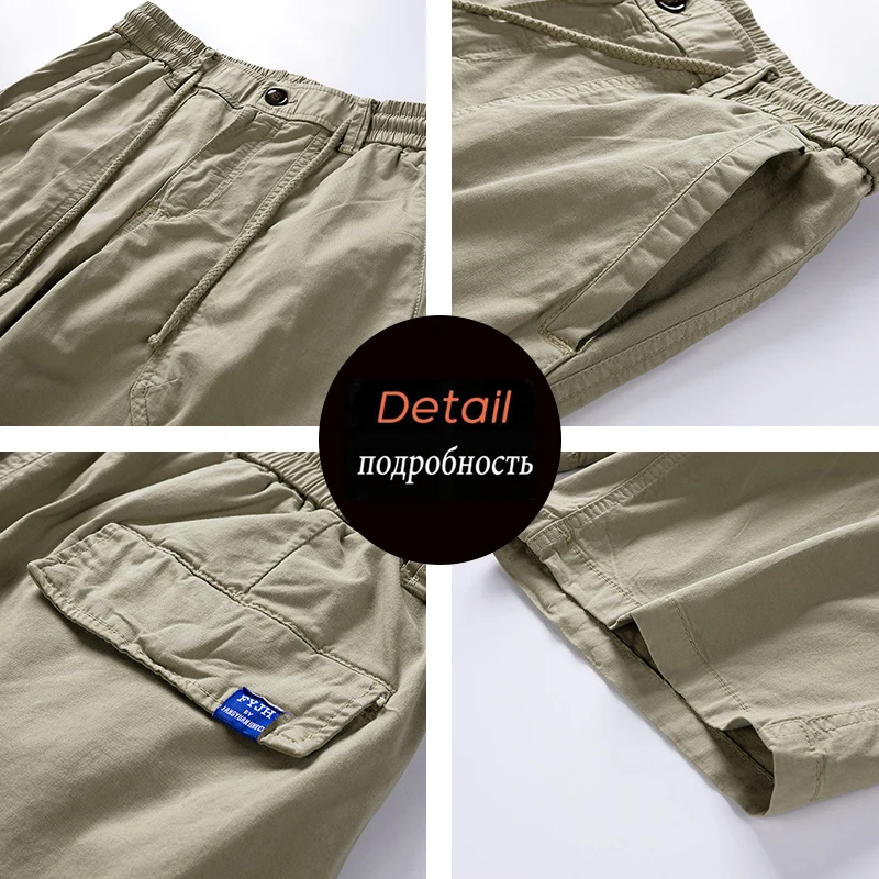 Men Summer New Cotton Cargo Shorts Men Solid Casual Tactical Jogger Shorts Pants Men's Outwear Breathable Bermuda Shorts Male - Image 6
