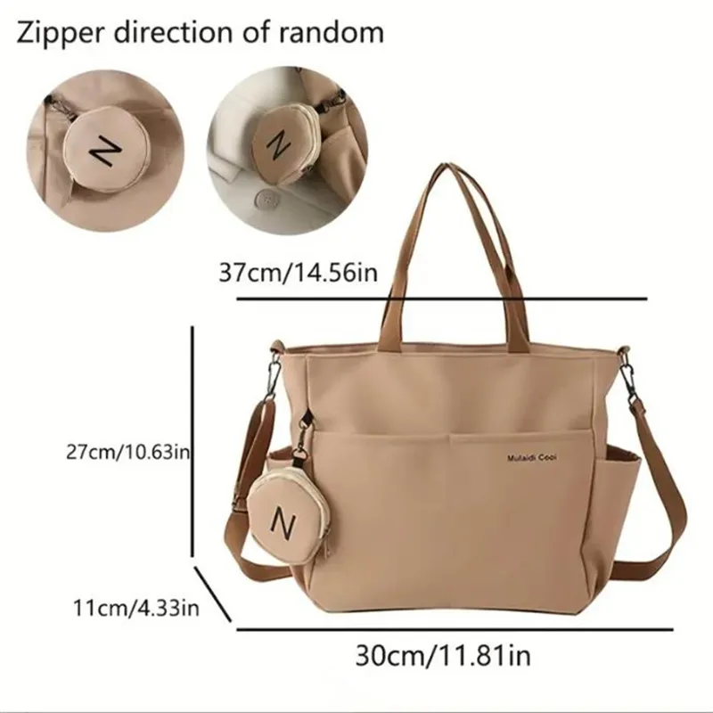 Women's Tote Bags Simple Large Capacity Canvas Bag, Lightweight Shoulder Bag For Travel With Mini Zipper Purse - Image 3
