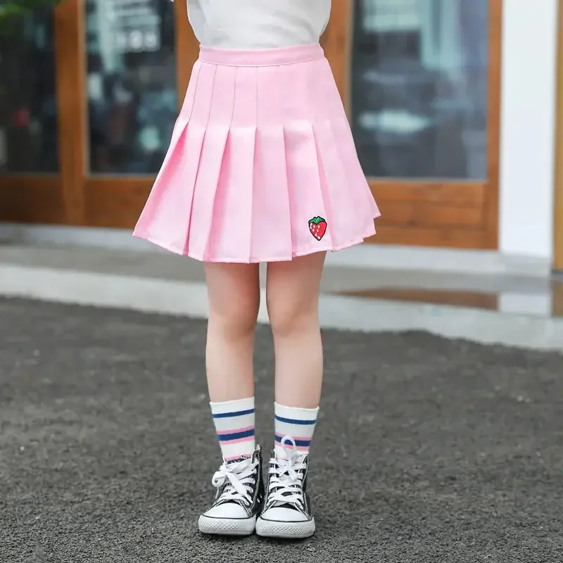 Girl Pleated Skirts School Children Clothing 2 4 6 8 10 12 13 14 Years Baby Girl Skirt with Shorts Pink Student Kids Tutu Skirt - Image 3