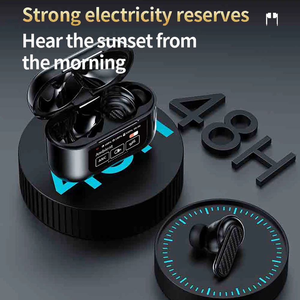 Bluetooth 5.4 Earphones Color Screen Touch Control Headsets Wireless Headphones HiFi Stereo Noise Reduction Super Bass Earbuds - Image 3
