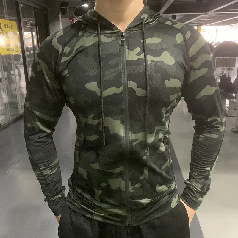 Mens Running Sport Compression Hoodies Outdoor Sun Protection Hooded Jackets Gym Fitness Breathable Shirts Tops Fishing Coats - Image 5