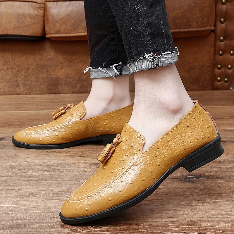 Brand White Tassel Men's Leather Shoes Casual Moccasin Homme Men's Oxford Shoes Flat Men's Boat Shoes Business Men's Loafers - Image 4