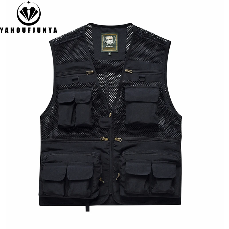 2025 Summer Men Outdoor Tool Camping Fishing Vest Men Sleeveless Many Pocket Casual Breathable Loose Thin Vest Male Waistcoat - Image 4