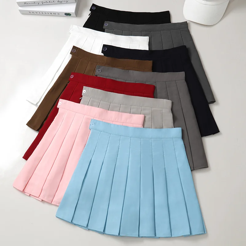 Black Mini Skirt Summer Women's Clothes Korean Stylish Saia Blue High Waist Skort Brown School Uniform Girls Short Pleated Skirt - Image 2