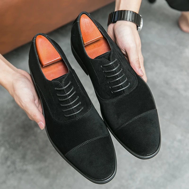Italian Brand Men's Suede Shoes Banquet Dress Shoes Pointed Formal Shoes Formal Occasions Men's Business Shoes Non Slip - Image 4