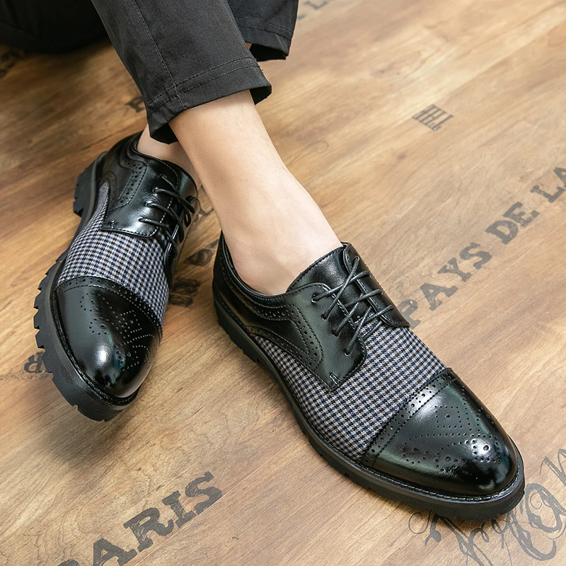 Men's Dress Oxford Brogue Derby Carved Fashion Business Male Designer Casual Leather Formal Loafers Suit Shoes for Men Footwear - Image 3