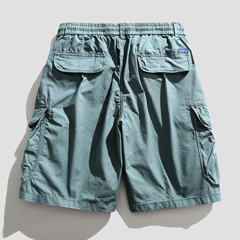 Men Summer New Casual Vintage Classic Cotton Cargo Shorts Men Multi Pocket Bermuda Beach Shorts Outwear Solid Jogger Shorts Male - Image 4