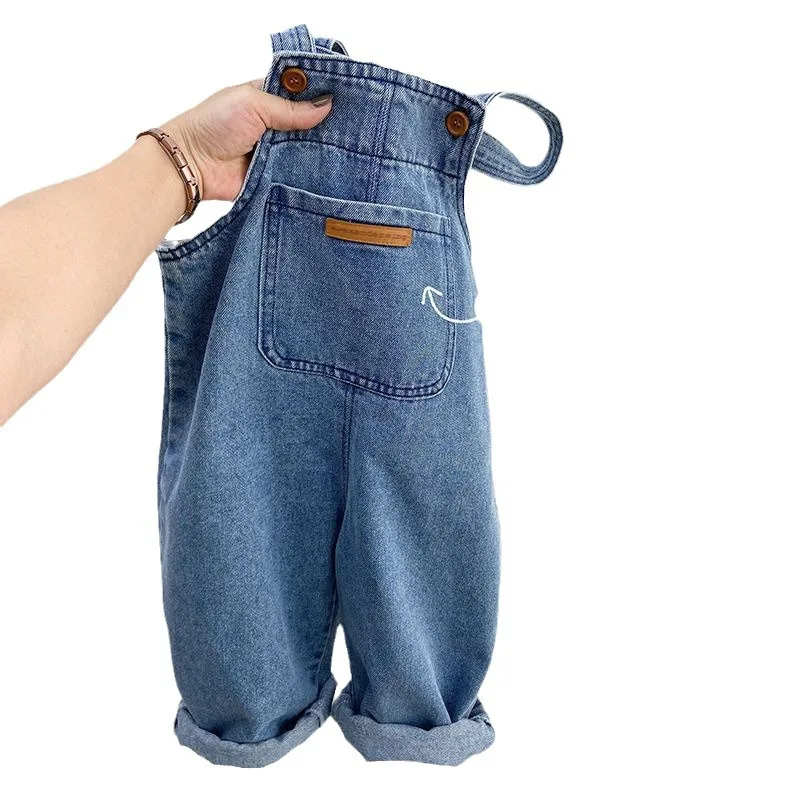 2025 Summer New Children Denim Overalls Loose Girls Jeans Kids Boys Casual Pocket Overalls Baby Bib Pants Infant Clothes - Image 6