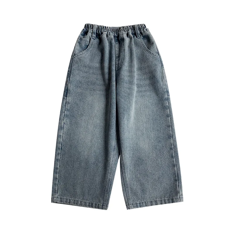 2024 Autumn New Kids pants Fashion solid color Children's straight jeans Boys loose casual denim Trousers - Image 6