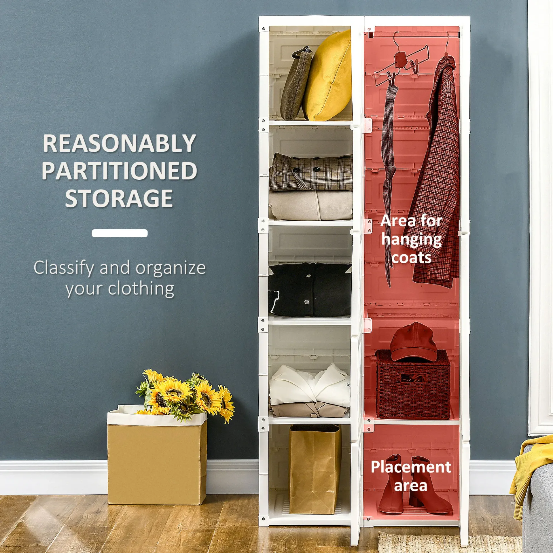 Portable Wardrobe Closet Foldable Clothes Cabinet Organizer W/ Cube Storage - Image 3