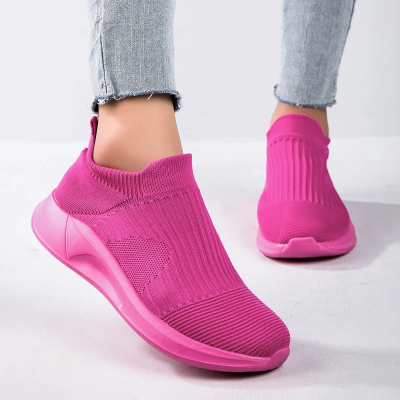 Hot Sale Pink Casual Sneakers Women Men Sock Running Shoes Breathable Women's Sports Sneaker Outdoor Tennis Men Slip-On Footwear - Image 2
