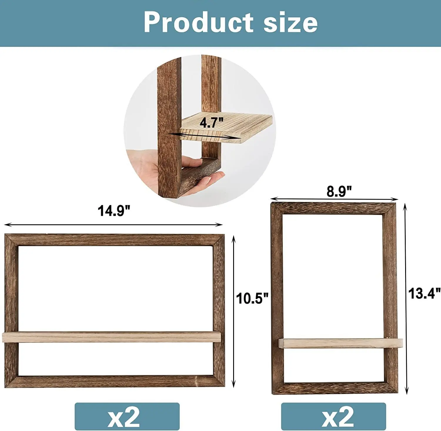 Wood Floating Wall Shelves Hanging Shelf for Wall Storage Rustic Farmhouse Decor for Bedroom Bathroom Living Room Kitchen - Image 5