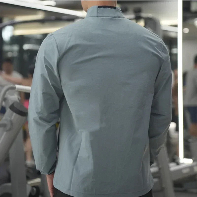 New Men Fitness Running Jacket Spring and Autumn Gym Outerwear Loose Casual Jogging Outdoor Stand-up Collar Tracksuit Sportswear - Image 5
