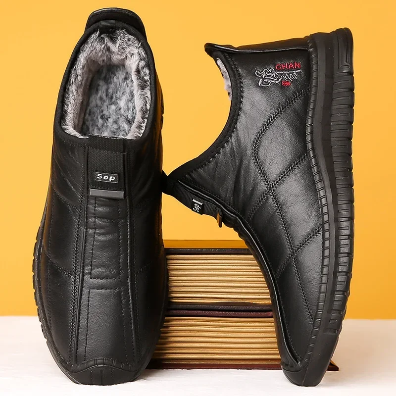 Winter men's boots are warm waterproof non slip thick walking boots, and oversized work shoes for men aged 38-48 platform boots - Image 3