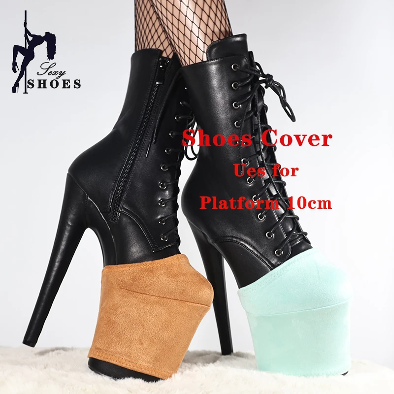 Women Pole Dance Shoes Training Protective Cover Overshoes Platform 10CM Sandals Protectors Suede Wear-Resist Boots Shoes Cover - Image 6