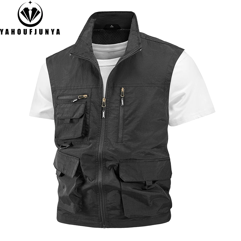 2024 Summer Men Sleeveless Fishing Tool Webbed Breathable Vest Men Many Pocket Outdoors Camping Thin Lightweight Loose Vest Male - Image 3