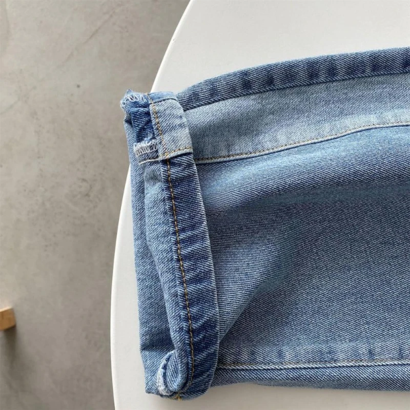2024 Autumn New Kids jeans Contrast color side edges Boys straight denim Trousers Girls loose casual pants - Image 6