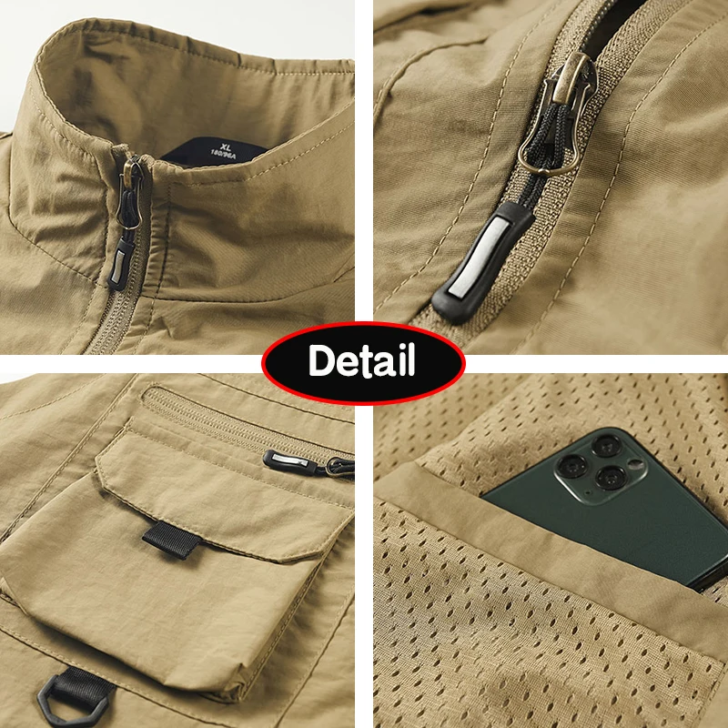 2024 Summer Men Sleeveless Fishing Tool Webbed Breathable Vest Men Many Pocket Outdoors Camping Thin Lightweight Loose Vest Male - Image 6
