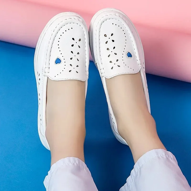 YAERNI Sneakers Women Flats for Women Loafers Casual Slip-On Nurse Shoes For Female Shoes Non-Slip Soft Breathable White Work - Image 5