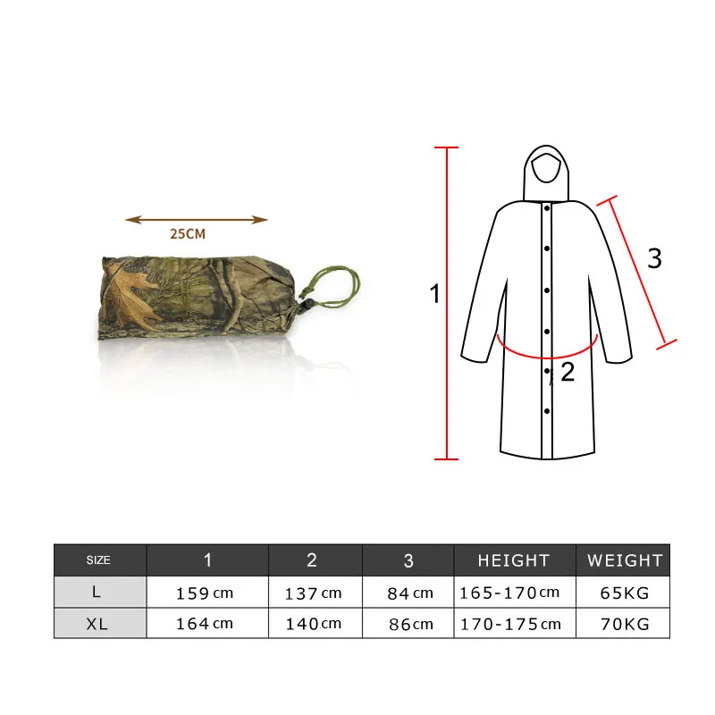 Camouflage Long Raincoat for Men Tactics Camo Waterproof Poncho Woman Coat Against Rain Fishing Hiking Conjoined Cover Clothing - Image 6
