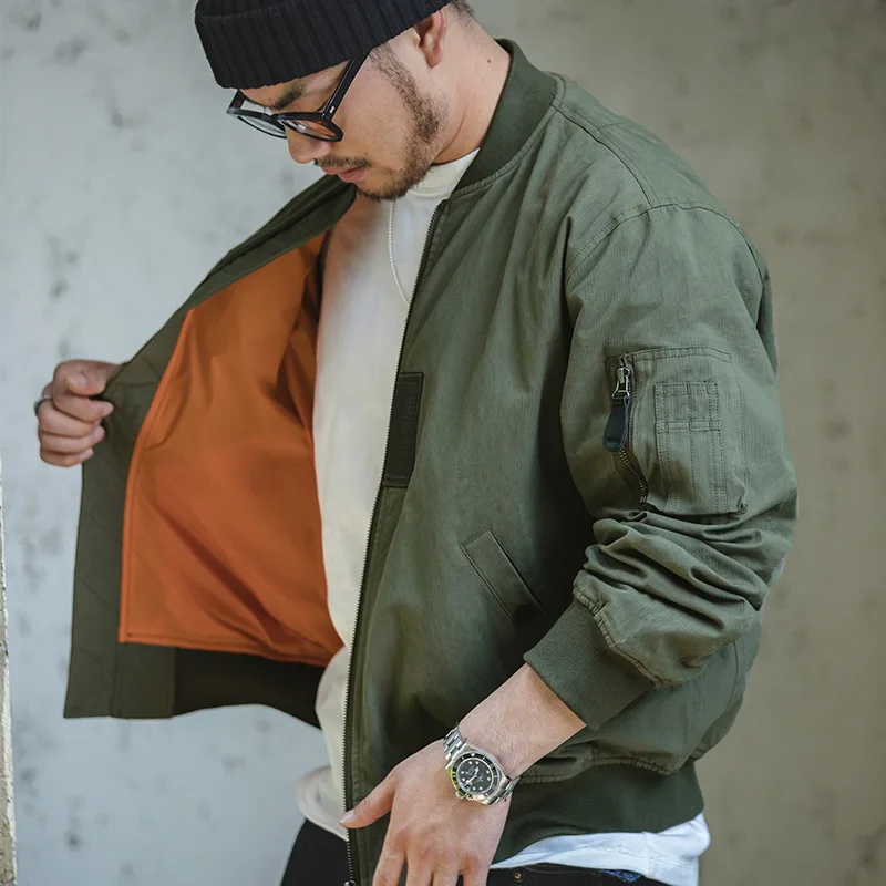 Maden Men's MA-1 Flight Bomber Jackets and T-shirts Vintage Air Pilot Jacket Green Baseball Suit Coat 2 Piece Tops - Image 6