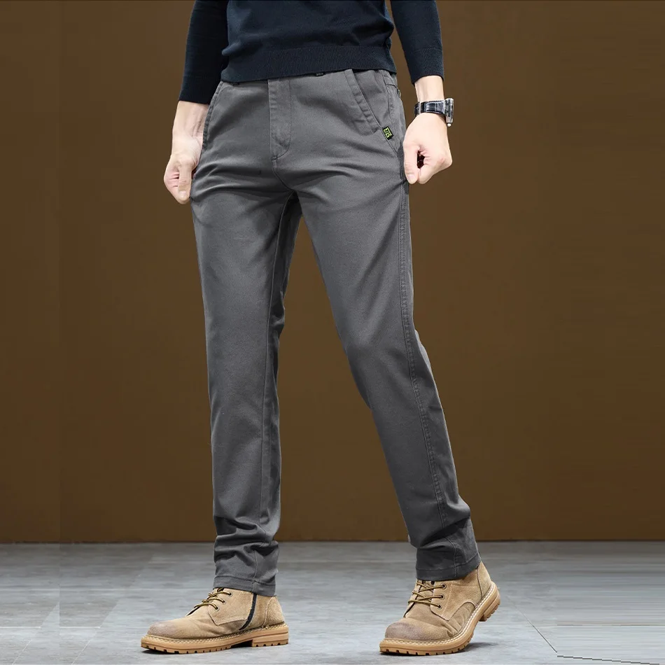 Threeproof Men's Pants Straight Fit Cotton Casual Trousers Male Elastic Waist Stretch Spring Antifouling Work Business Oil Proof - Image 5