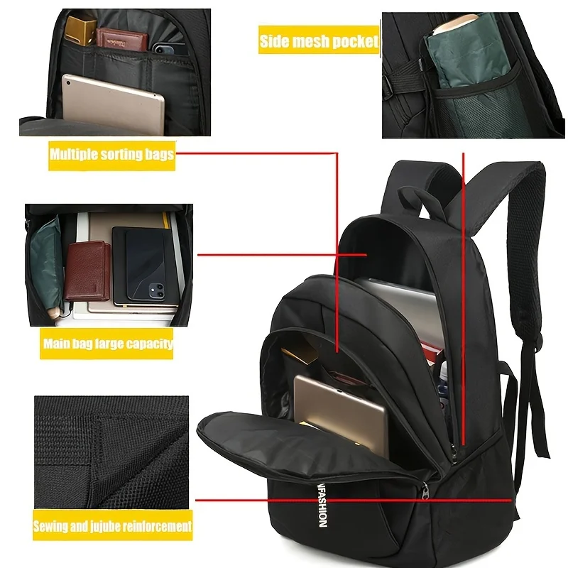 Men's Backpacks Oxford Waterproof Rucksack Business Computer Bag Casual Travel Backpack Senior High School Student Schoolbag - Image 6
