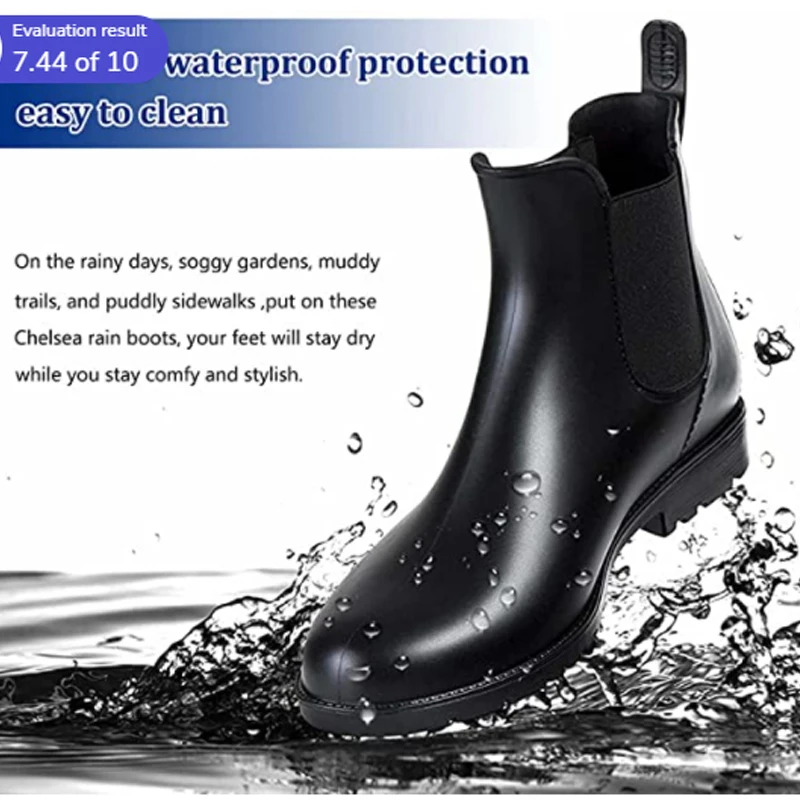 Litfun Women Chelsea Rain Boots Shiny Ankle Boots Waterproof Upper Toe Elastic Band Low Sole Fashion Non-slip Comfortable Boots - Image 5