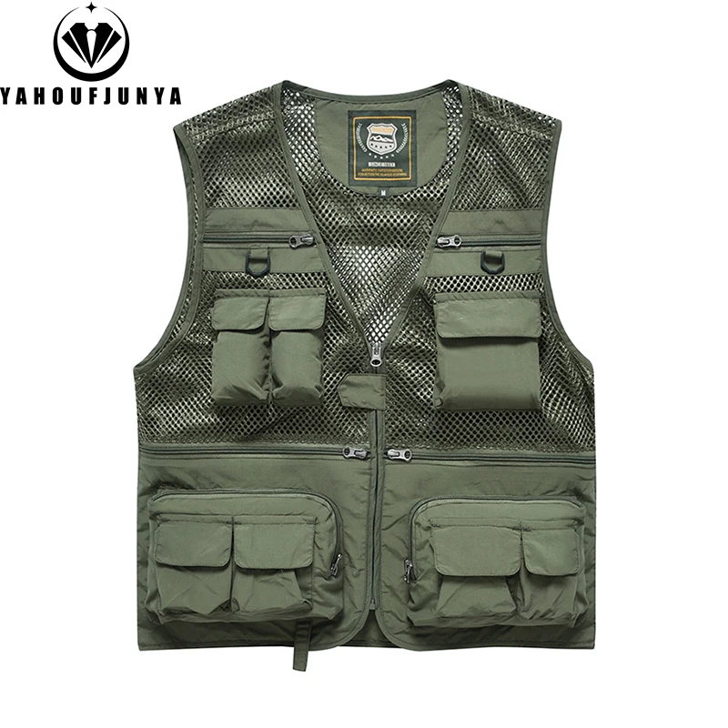 2025 Summer Men Outdoor Tool Camping Fishing Vest Men Sleeveless Many Pocket Casual Breathable Loose Thin Vest Male Waistcoat - Image 3