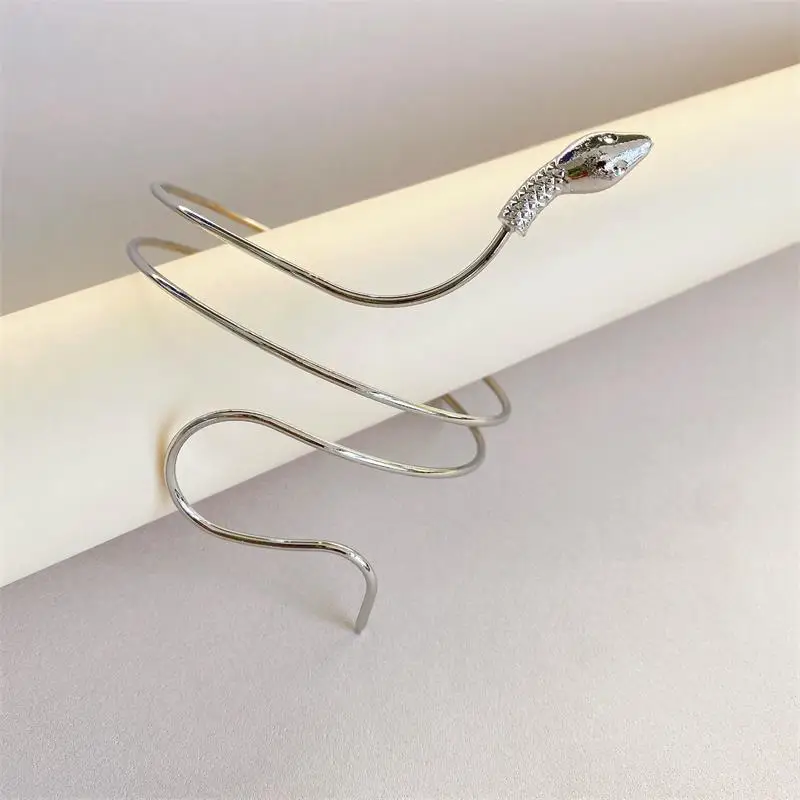2023 Punk Coiled Snake Spiral Upper Arm Cuff Armlet Armband Bangle Women Jewelry Egypt Swirl Snake Arm Cuff Armlet Bracelet - Image 4