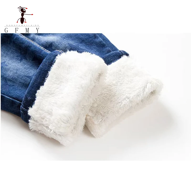 GFMY Brand 2021 Leisure Winter Black Plus Velvet Boys Jeans 3year -10 Years Keep warm Straight type Children's Pants 1905 - Image 6