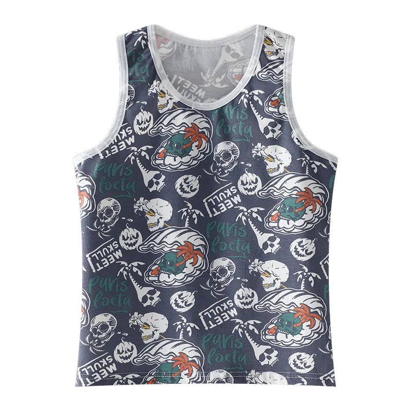 Boys Tank Tops Summer Sleeveless T-shirt for Kids Cartoon Print Teenager School Tops Cotton Toddler Undershirts Baby Tees - Image 6