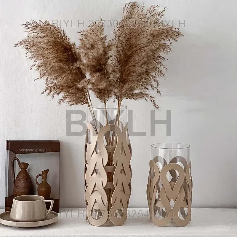 Leather Glass Vase European Luxury Home Decoration Vase Tabletop Vase Decor Leather Wrapped Hydroponic Plant Container Plantpot - Image 6
