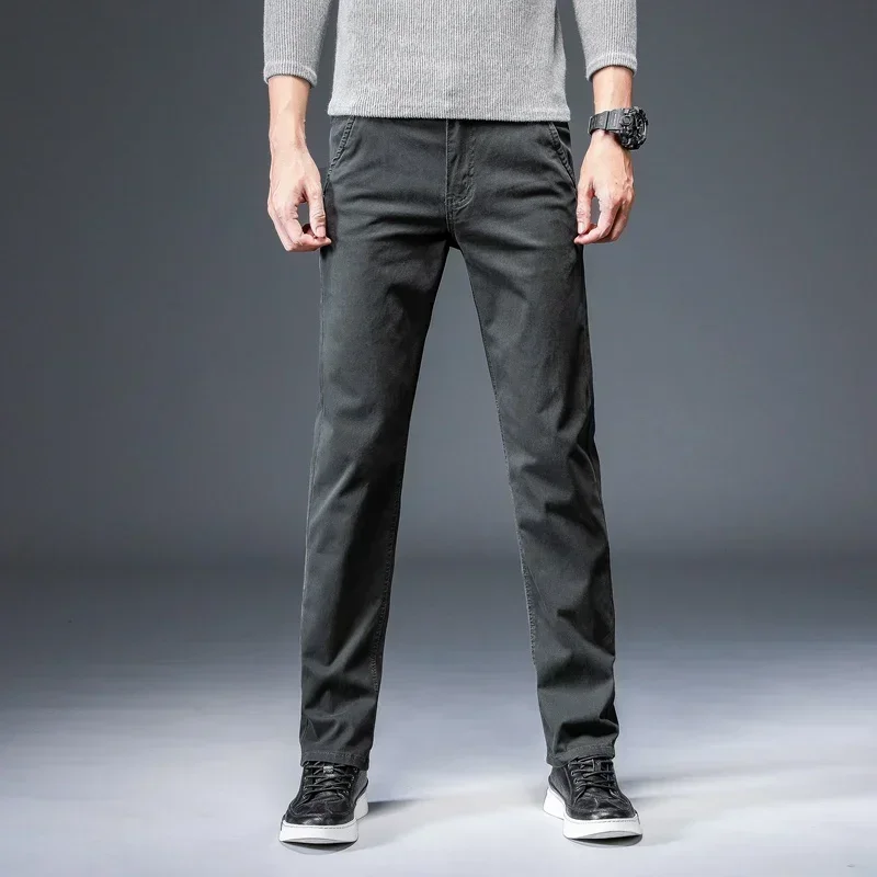 3 Colors Spring Summer Autumn New Fashion Straight Men Smart Casual Pants 97% Cotton 3% Spandex Man Khaki Trousers Plus Size 40 - Image 5