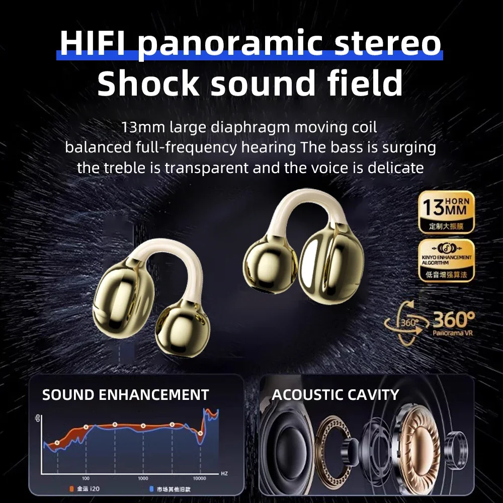 Wireless Headphones Fone Bluetooth Headset With Mic Handsfree Noise Canceling Earphones Clip Ear Music Sports Gaming Earplug - Image 2