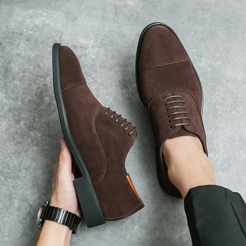 Italian Brand Men's Suede Shoes Banquet Dress Shoes Pointed Formal Shoes Formal Occasions Men's Business Shoes Non Slip - Image 2