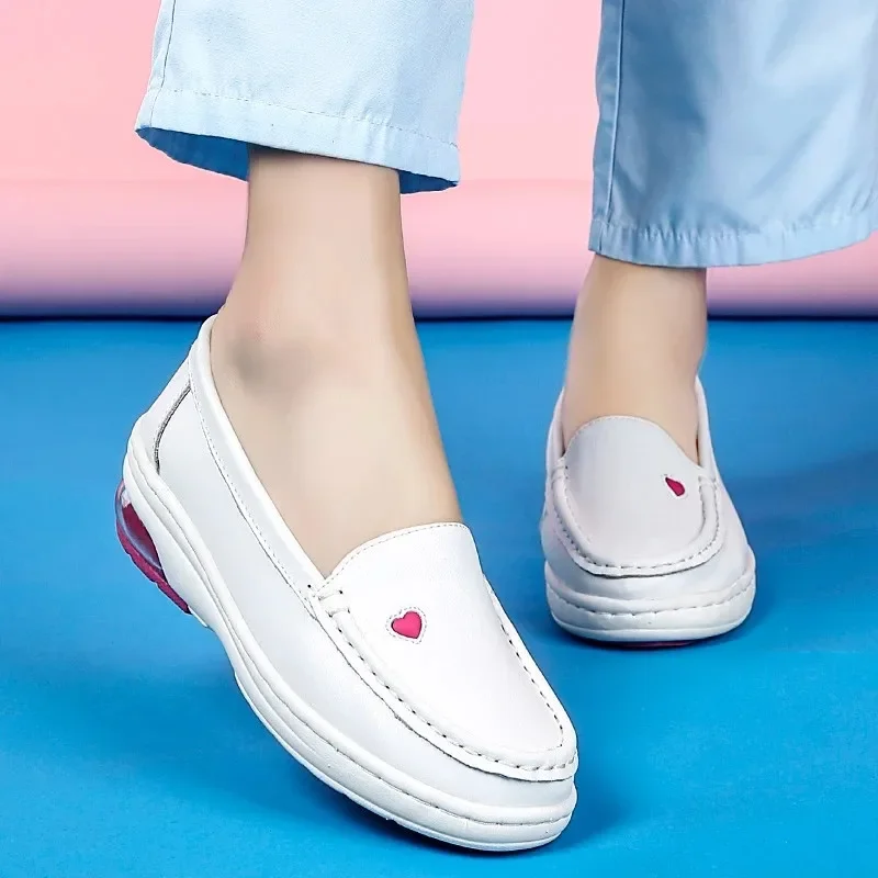 YAERNI Sneakers Women Flats for Women Loafers Casual Slip-On Nurse Shoes For Female Shoes Non-Slip Soft Breathable White Work - Image 4