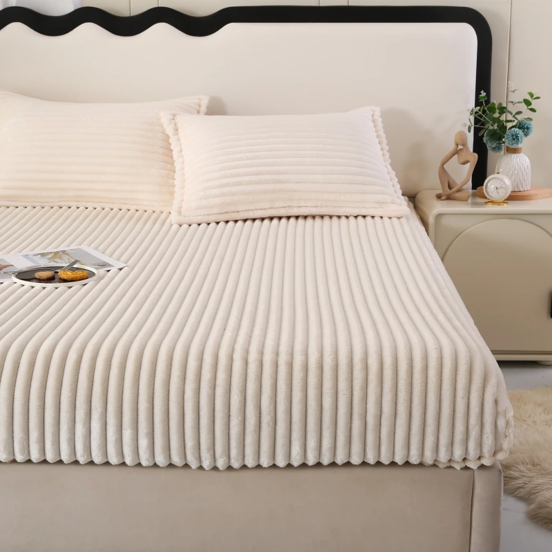 1Pc Faux Fur Velvet Fitted Sheet Soft Plush Bedcover Mattress Cover With All-around Elastic Rubber Band Bed Sheet Warm Bedsheets - Image 2